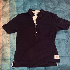 Thom Browne Navy Polo Shirt with White Accents